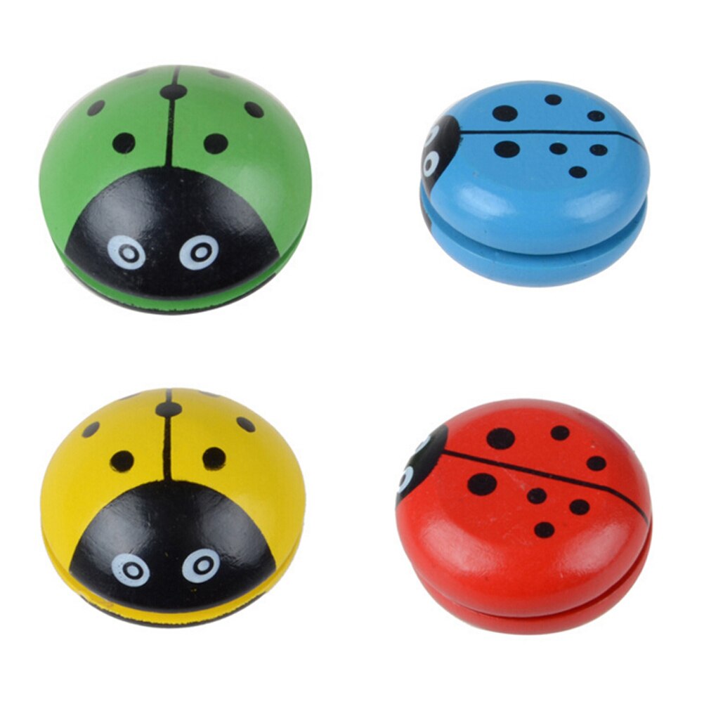 1Pc Grappige Vier Kleuren Ladybird Yo Yo Bal Blauw Groen Rood Geel Lieveheersbeestje Yoyo Houten Yo Yo Speelgoed Voor kinderen