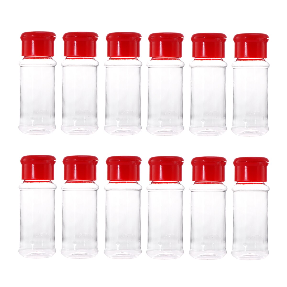 12pcs Plastic Thickened Clear Flavoring Seasoning Spice Container Shakers Bottles Spice Jar for Kitchen Barbecue Restaurant