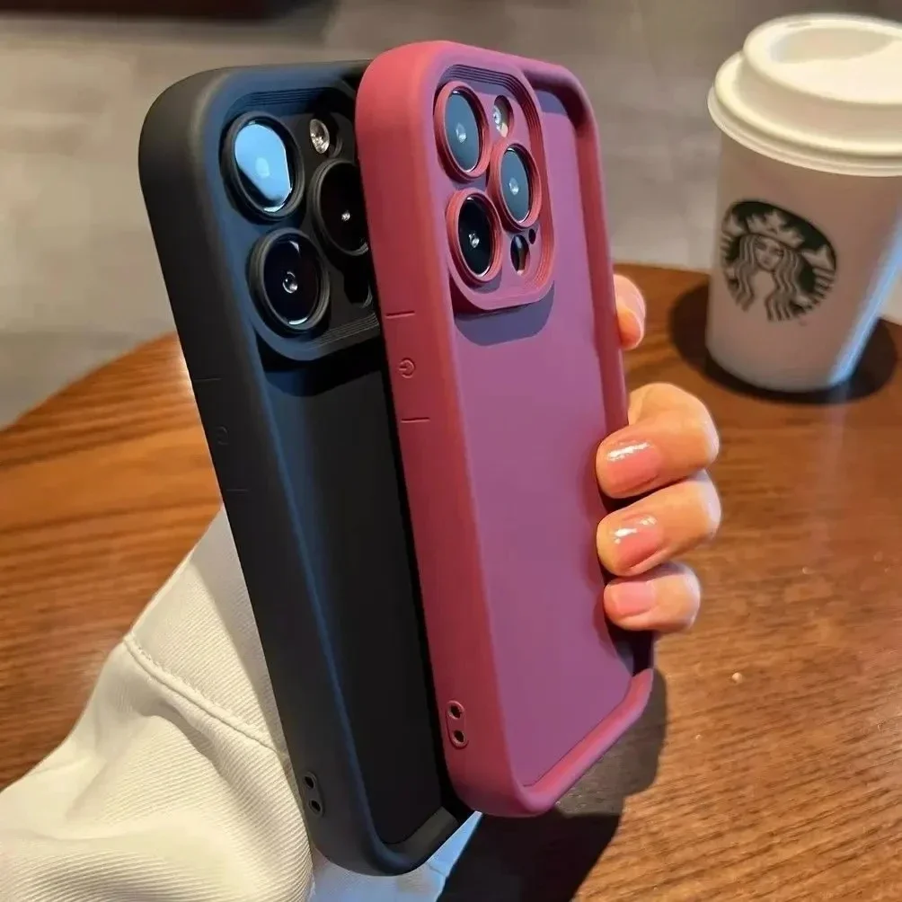 Funda de teléfono de silicona suave de Color sólido para iPhone 11 12 13 14 15 Pro Max XS X XR 7 8 15 6 Plus SE2020 cubierta protectora de lente de cámara
