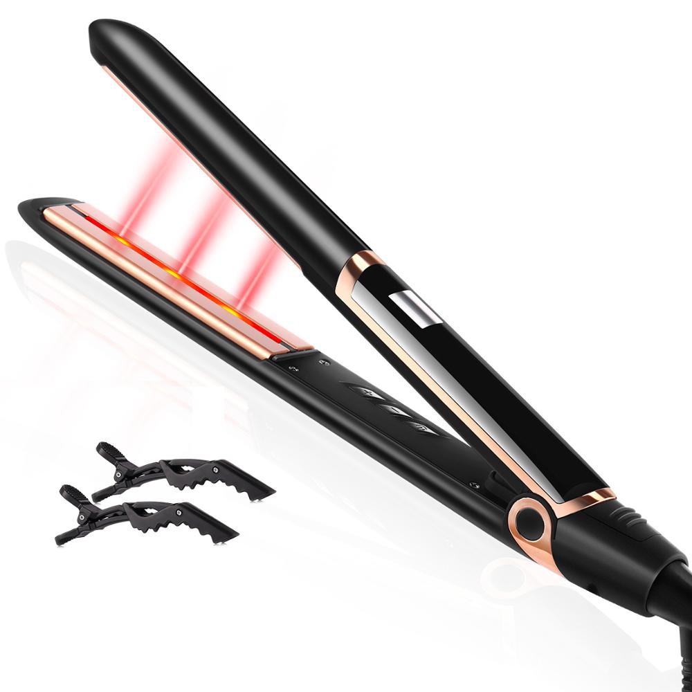 Hair Straightener Curler Hair Flat Iron Infrared Hair Straighting Curling Iron Corrugation LED Display: 1inch / EU