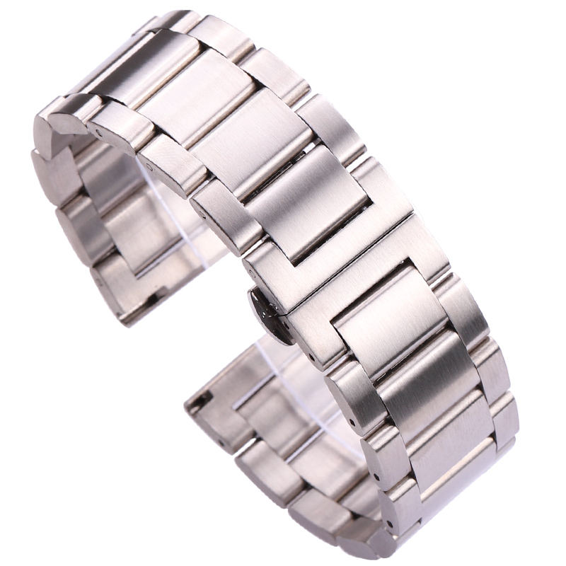 Watch Band Bracelets Men Women Solid Stainless Steel 18mm 20mm 21mm 22mm 23mm 24mm Watchband Strap Accessories: Silver Yellow / 22mm