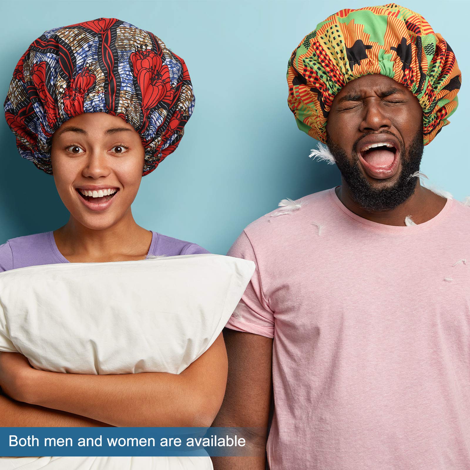 Gorro de dormir de satén de seda africana para niña y mujer, sombrero de banda ancha elástica, gorra de noche ajustable, sombreros de pelo Natural rizado, gorros para niña y mujer