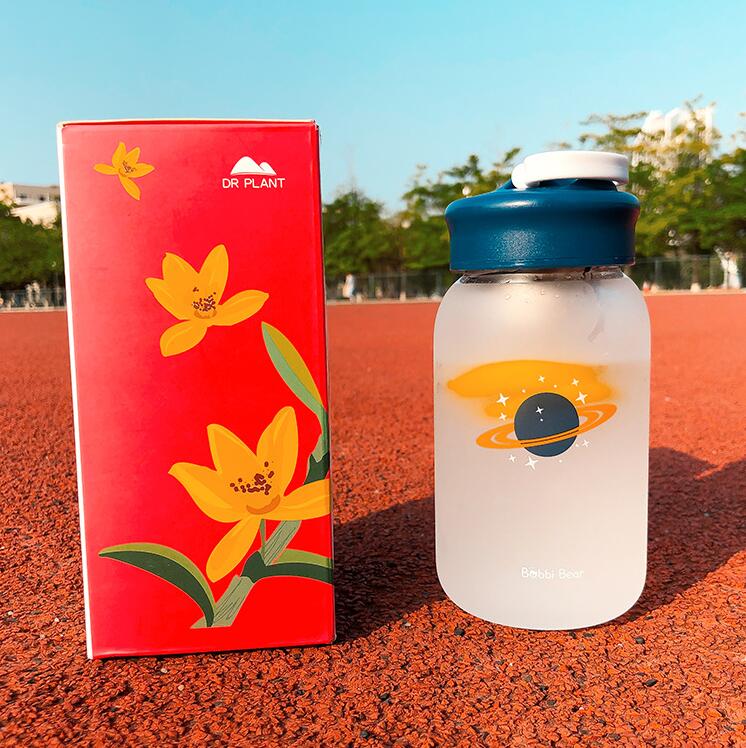 ZOUNICH Wasser Flasche Sport Protein Shaker Glas Flasche eins Nette Universum Ich bin Freien Reise Tragbare Dicht Trinken Flasche 450ml