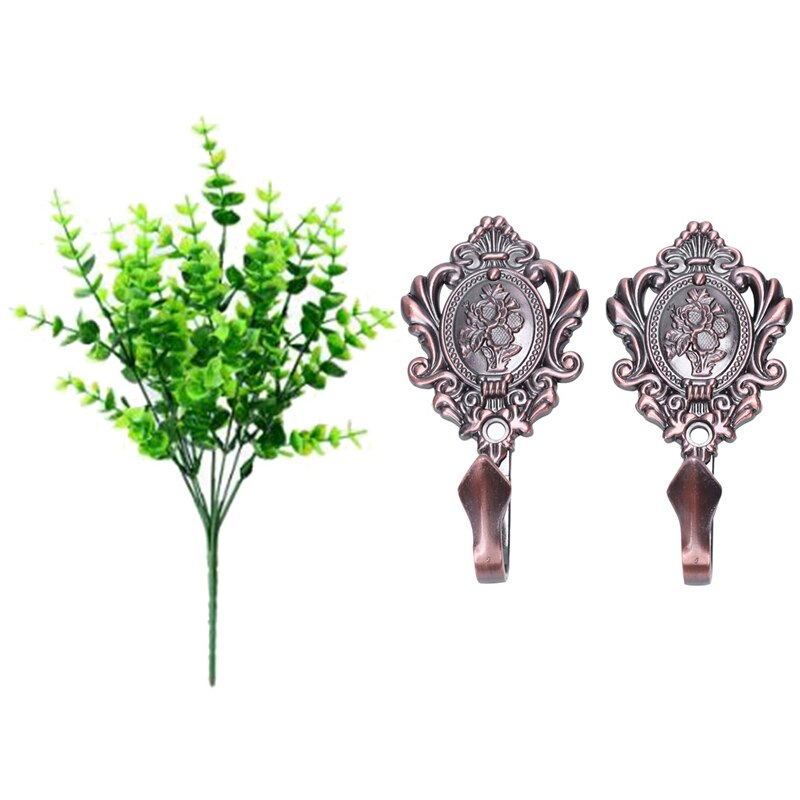 Yinpecly 2 Stks Zinklegering Gordijn Houder Haken Gouden Vintage Gordijn Terughoudgordijn Tiebacks voor Wanddecoratie 7,5 cm Lengte met Bevestigingsschroeven