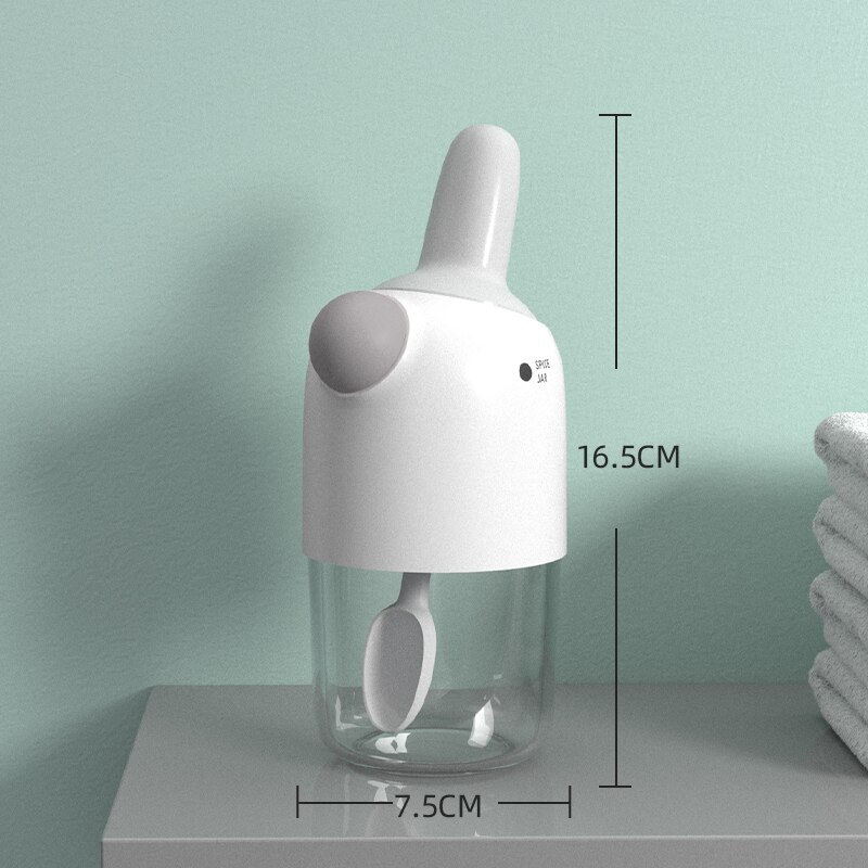 Plastic Small Spice Jar Dispenser Cooking Spoon Top Seal Spice Jar Set Organizer Pepper Salero De Cocina Kitchen Utensils OC50TL: 16.5x7.5cm grey