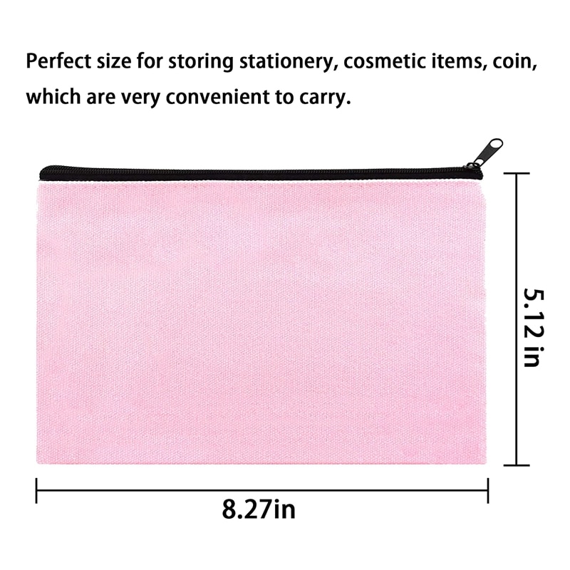 Roze Canvas Make-Up Tas, Bulk Cosmetische Zakken Met Multi-Kleur Rits, Canvas Rits Etui Pouch, diy Craft