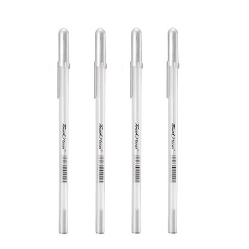 Pluma para resaltar con tinta de Gel, bolígrafo blanco de 1mm, negro, para dibujo de CD, pintura de neumáticos, papelería para artistas, para escuela y oficina, 4 Uds.: 4pcs Silver Color