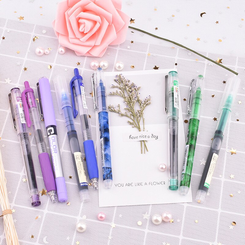 6PCS/7PCS/set Rollerball Pens 0.5mm Big Capacity Ink Gel Pen Set Muti-color Writing Office School Supplies Kawaii Stationery