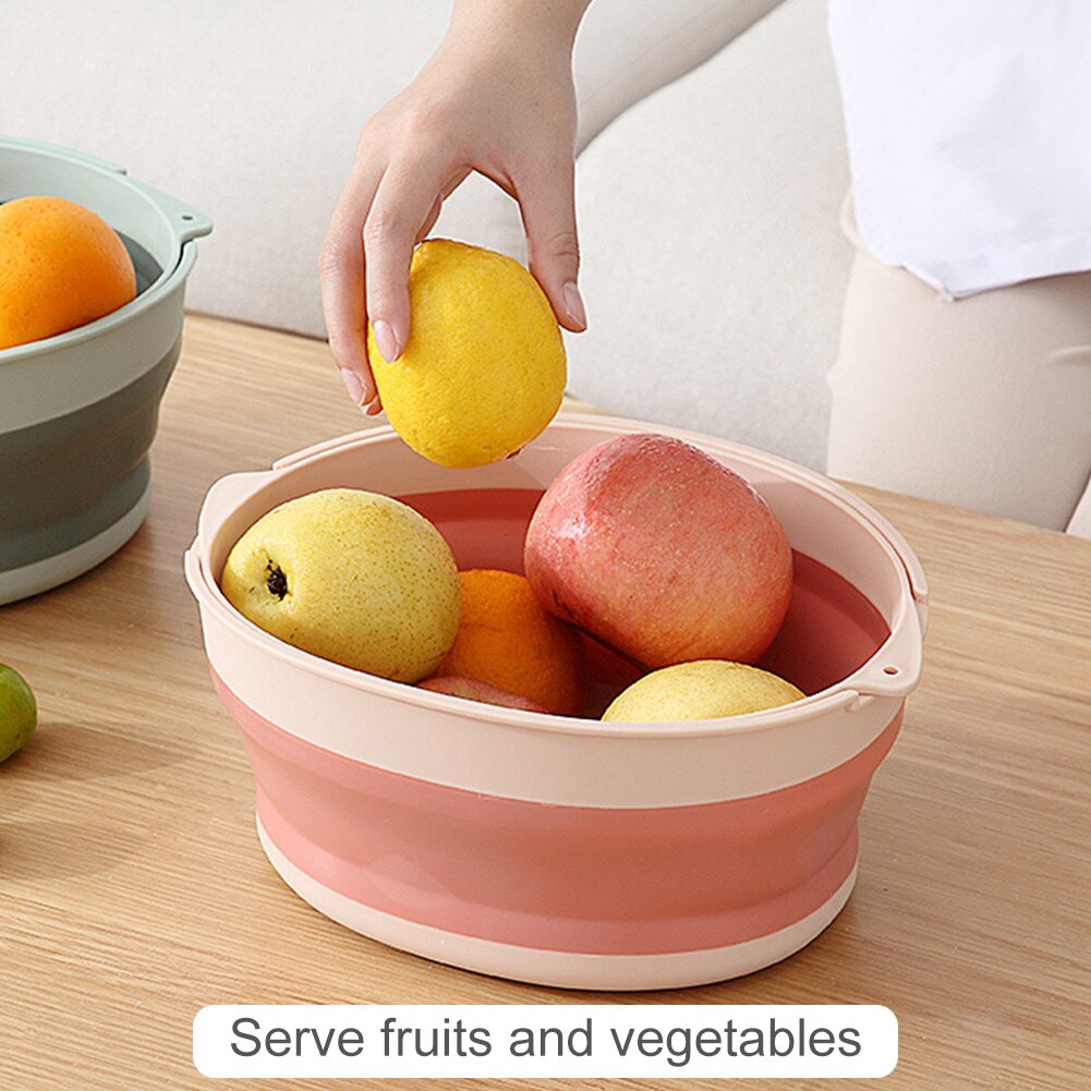 Double-Layer Kitchen Strainer Large Multifunction Drain Basket Foldable Kitchen Colanders Drain Basin Kitchen Utensils