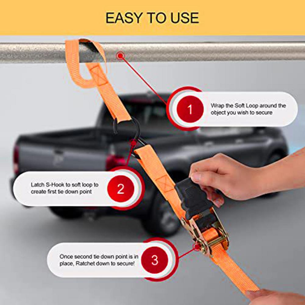 Catraca amarra para baixo correias de carga de amarração 1000lb quebra força catraca tie-down cinta kit para carro e caminhão bagagem tie-down cinta