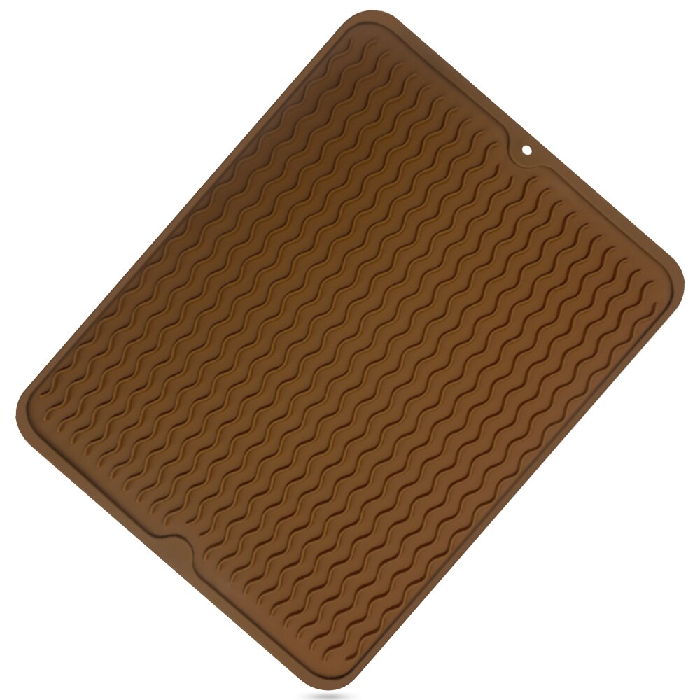 Large Silicone Drying Mats Multifuctional Anti Slip Heat Resistant Durable Foldable Insulation Pads Kitchen Gadgets: Brown