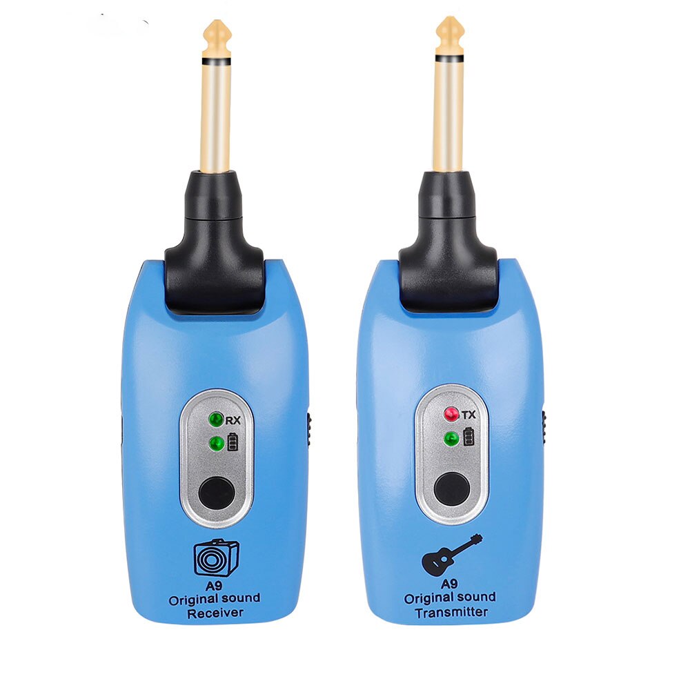 LEKATO WS-80 A8/A9 Gitarre Drahtlose Empfänger System Absender Empfänger Audio- Gitarre Bass Gebaut-in Wiederaufladbare: A9 2 Blau