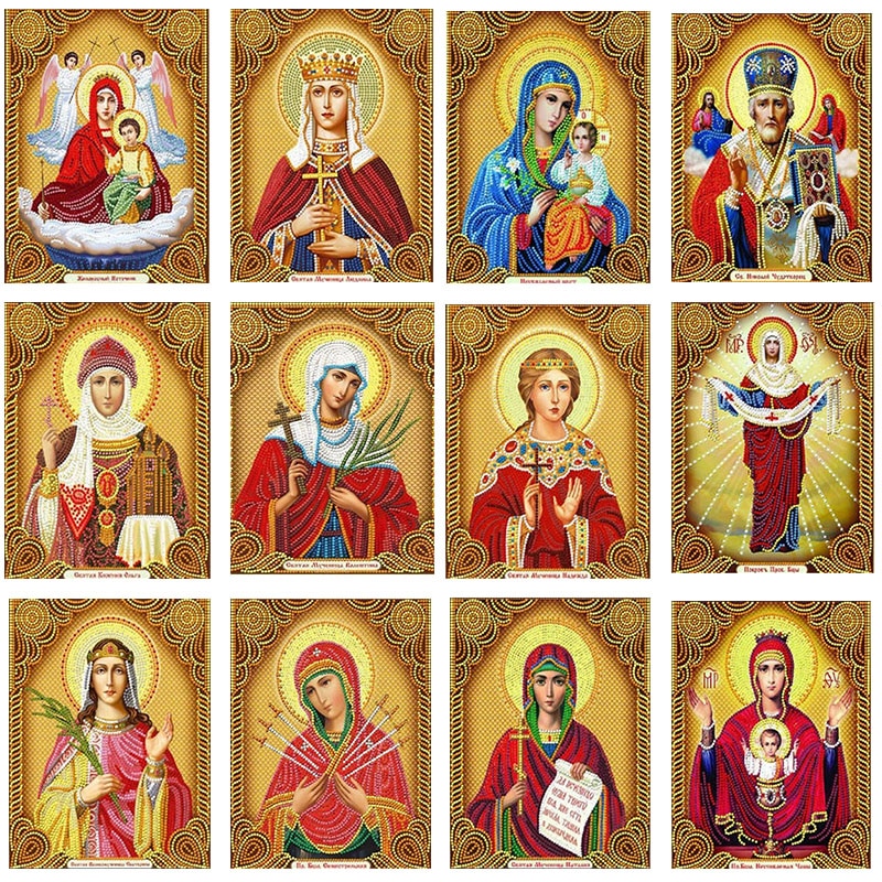 5D Special Shape Diamond Painting Religion Icon Partial Diamond Embroidery Virgin Mary Rhinestone Picture Diamond Mosaic