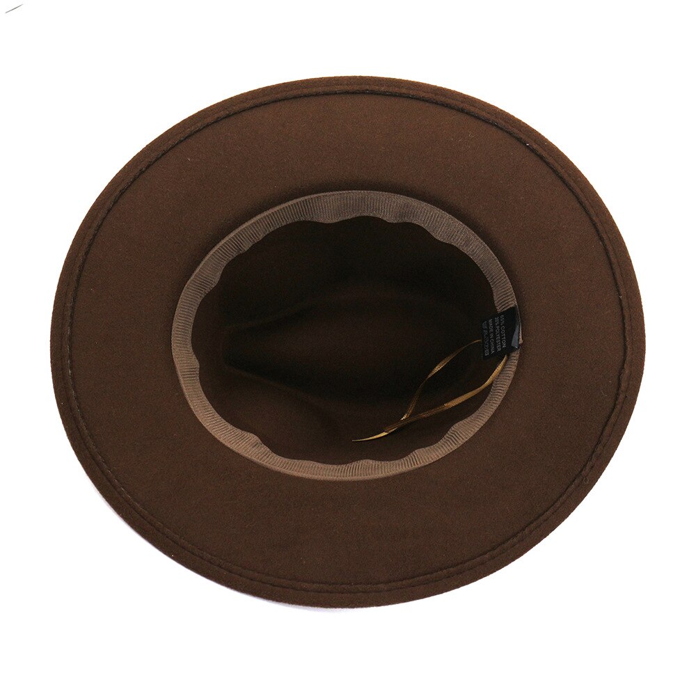 Europæisk amerikansk imiteret uldne bowlerhatte til kvinder mænd vinter efterår vintage bredskygget top jazzhat fedora kasketter med kæde