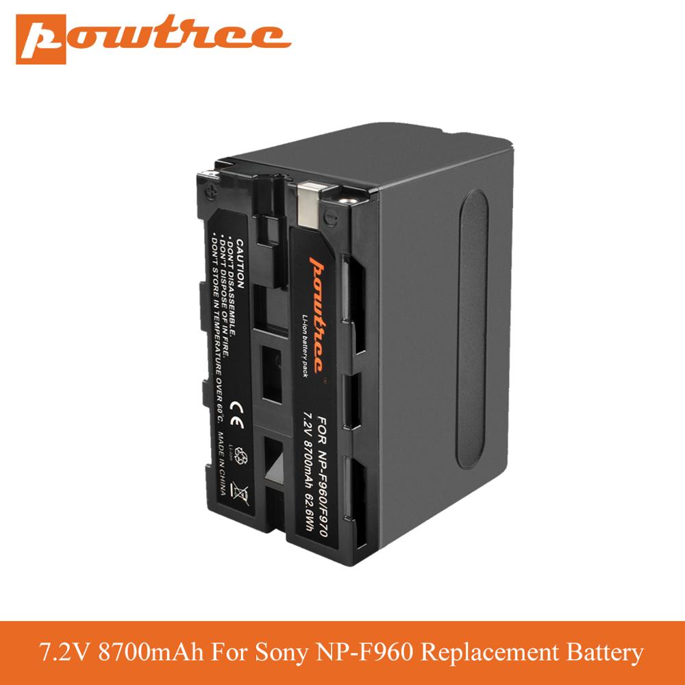 Powtree 8700 Mah Np F970 NP-F960 Vervangende Batterij Voor Sony Np F970 F960 975 QM91D Batterie DCR-VX2100 DSR-PD150 DSR-PD170 L70