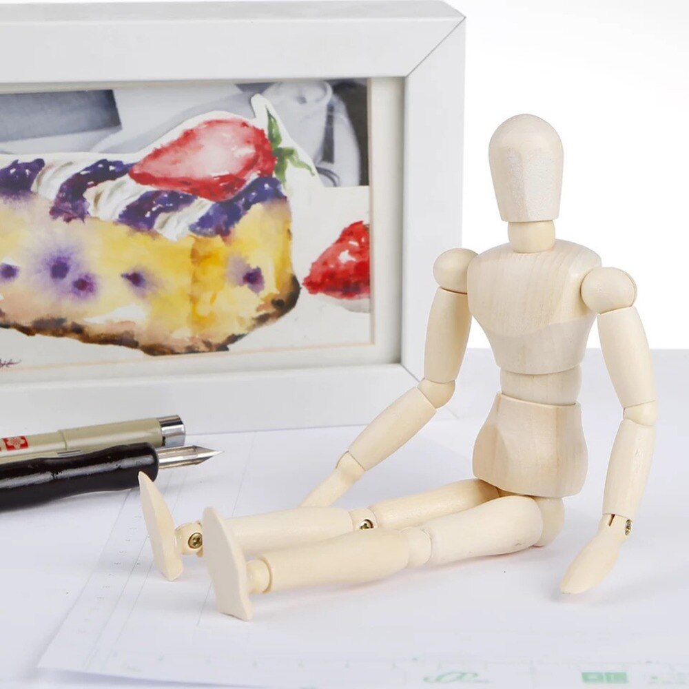 Wooden Mannequin Wood Manikin with Stand Artist Human Figure Articulated Model for Drawing or Desktop Decor 4.5/5.5/8/12 inch