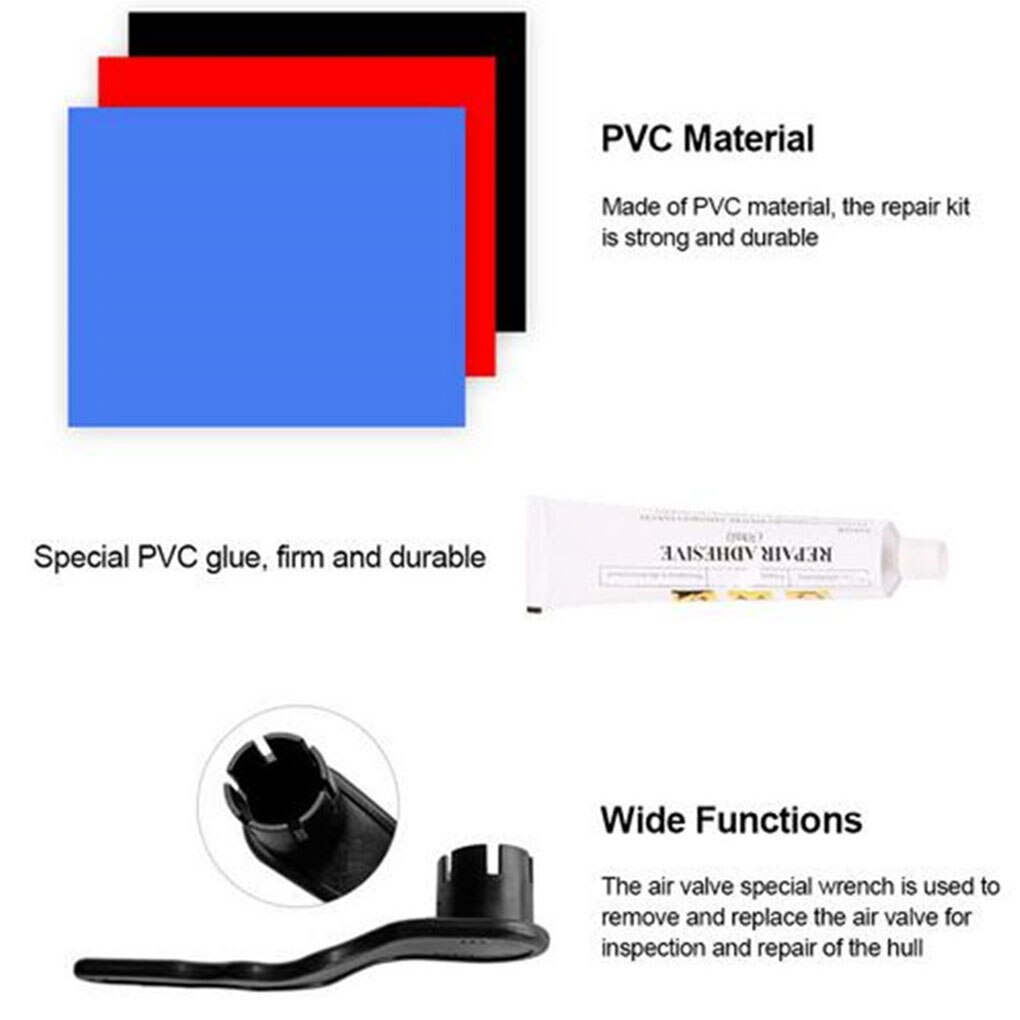 Color Random Inflatable Paddle Board Repair Kit Inflatable Kayak Raft Puncture Repair Patches Glue Wrench Set