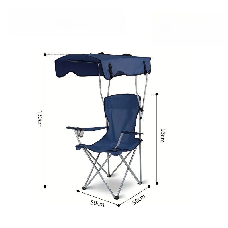 Klappbarer outdoor-campingstuhl mit sonnenschutzdach, ultraleichter strandstuhl, tragbarer angelstuhl, picknick- und freizeitstuhl: Dunkelblau