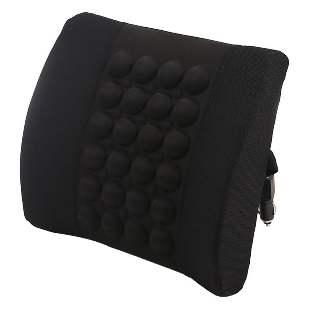 Asiento de coche de masaje eléctrico ajustable, cojín de soporte de cintura de esponja suave: Negro