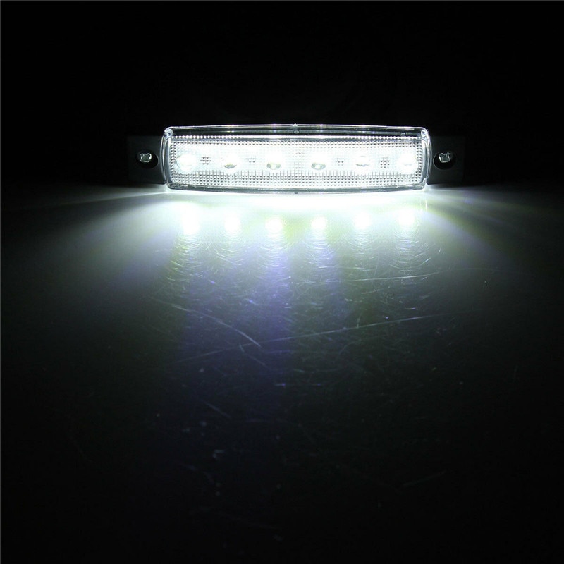 10 stk hvid led markeringslys baglygte blinklys sidemarkeringslys trailer varevogn vogn bus 12v 6 smd sideskilt