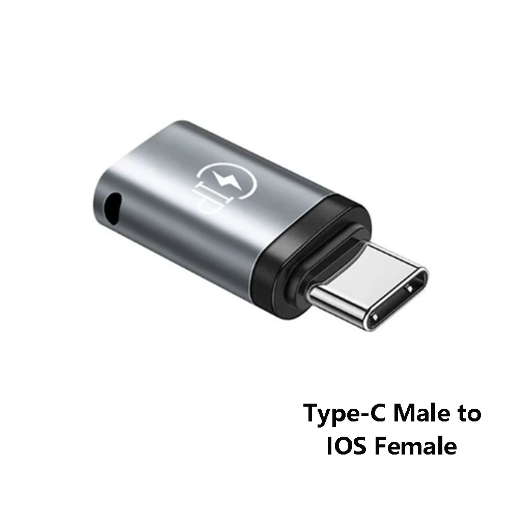 Câble Lightning femelle vers USB C mâle 20W, adaptateur de charge rapide, convertisseur, adaptateur de chargeur de téléphone de Type C: Gris foncé