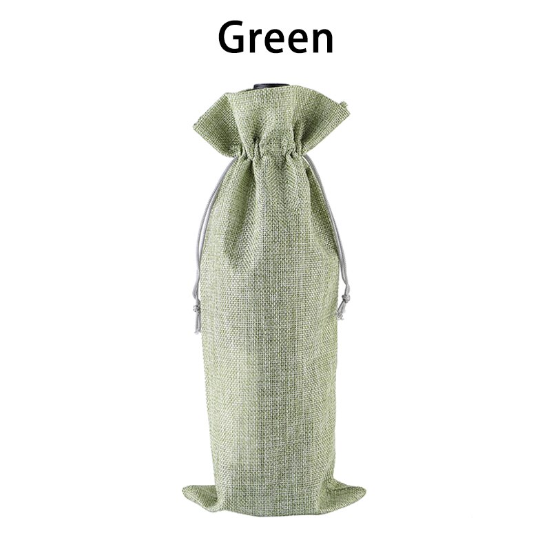 Linen Wine Bottle Covers With Drawstring Jute Wine Bag Holder Carrier For Champagne Olive oil Packaging Pouch: 05