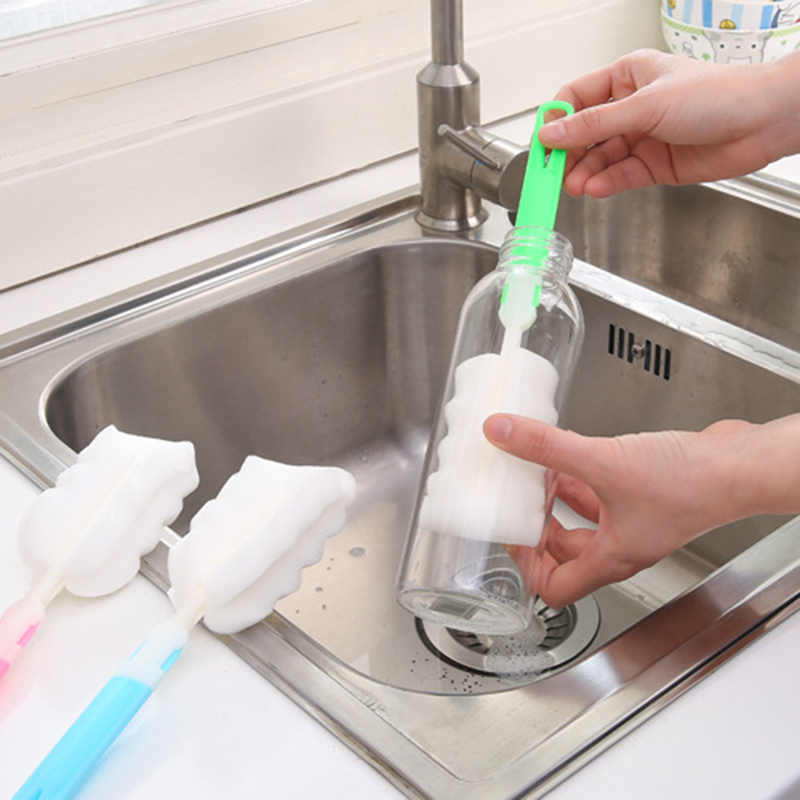 1Pcs Spons Schoonmaken Cup Borstel Lange Schacht Thermos Cup Borstel Water Fles Glas Cup Wassen Cleaner Tool Zuigfles borstels
