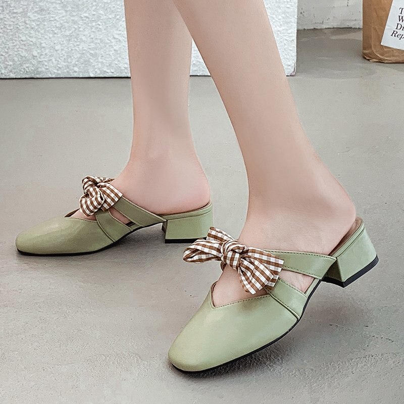 Zomer klassieke muiltjes slippers pu leer outdoor pantoffels platform dames vierkante neus schoenen muiltjes  q770