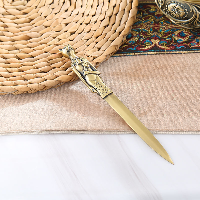 Creativo retrò piramide egizia faraone coltello antico bronzo in lega di zinco tagliacarte coltello di carta busta apri posta coltello: bronzo gatto face