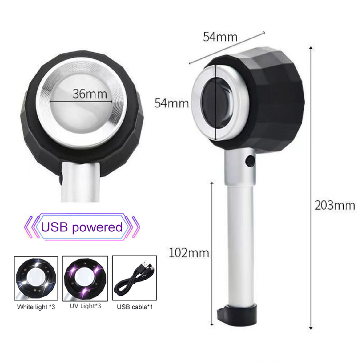 Handheld 10x Vergrootglas Loupe Led Optisch Glas Vergrootglas Met Lichtschaal Vergrootglas Sieraden Loepen Met Maatschaal: green