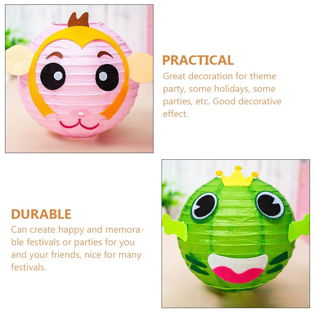 5pcs Kids Cartoon Lanterns Chinese Paper Lanterns DIY Paper Lantern Supplies