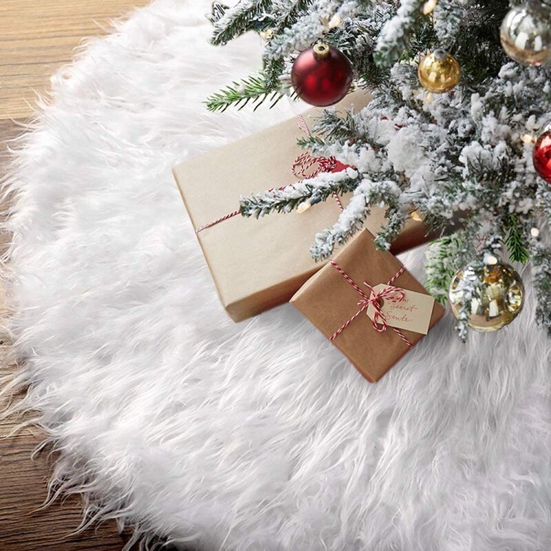 Hvitt juletre skjørt juletre dekorfur skjørt til jul dekorasjoner jul jul tre dekor fest