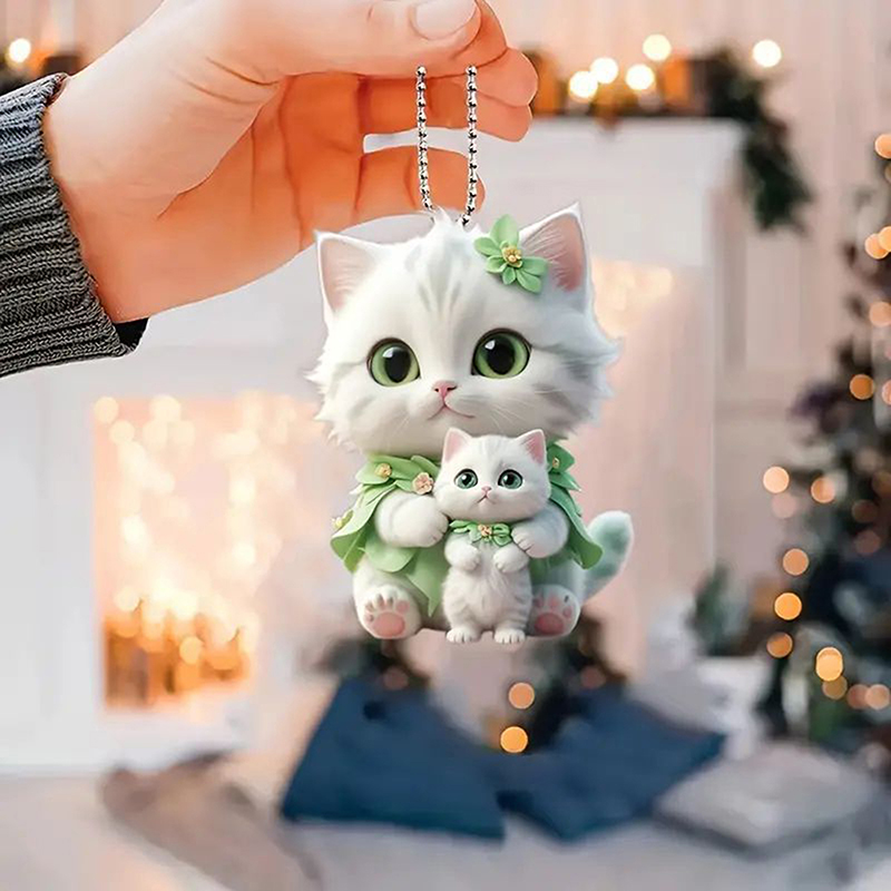 Décoration de rétroviseur de voiture, pendentif de voiture, équation de chat, décor d'intérieur de voiture, artisanat fait à la main, ornement de sac à dos, JO, acrylique