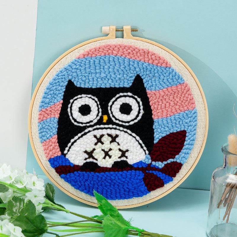 2020 nowy haft ręczny DIY pakiet materiałów wełniane naszycia obrazy do dekoracji mieszkania prosty krzyż wyszywany obrazek: black owl