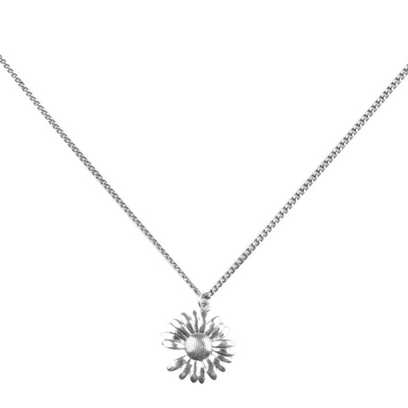 Ketting Vrouwen Chrysant Kettingen Vrouw Ketting Hanger Eenvoudige Sieraden Unisex Zilver Kleur Trendy Zoete Zinklegering Naszyjnik