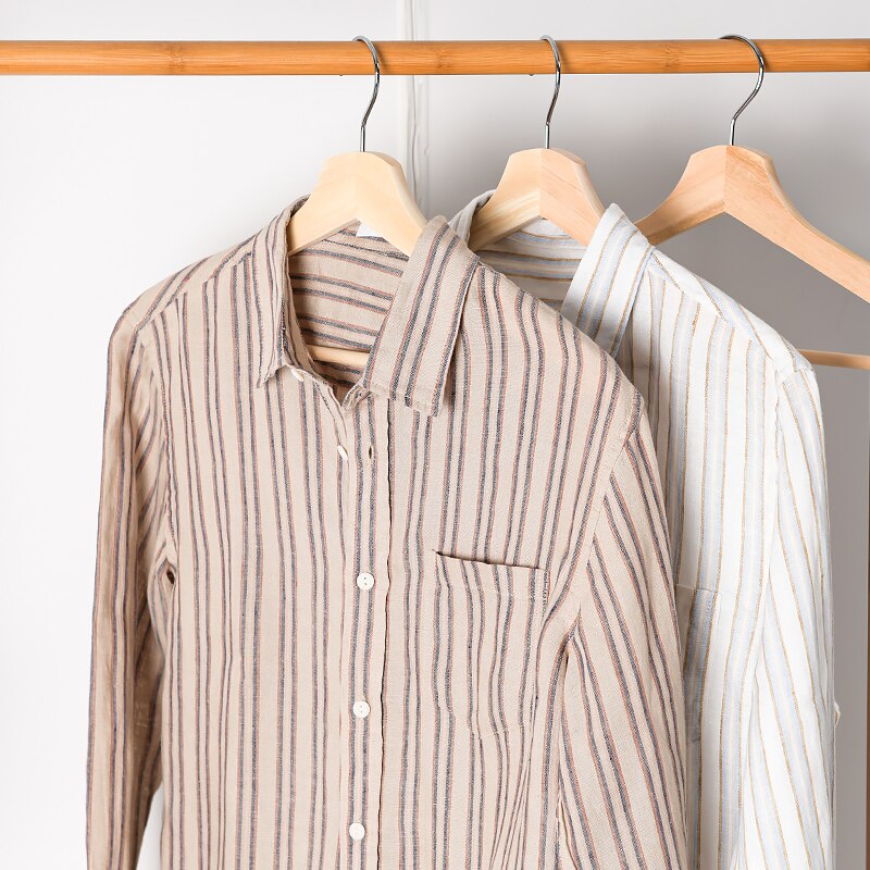 100%  linne stil randig vit skjorta herrmärke långärmade fritidsskjortor för män bekväm skjorta herr chemise toppar