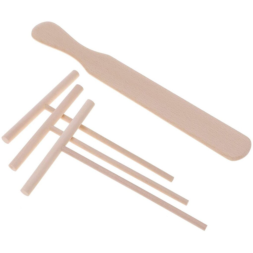 4Pcs/set T-Shaped Pancake Utensils Crepe Non-Stick Wooden Spreader And Spatula Rake Spreading Pie Pancake Tools