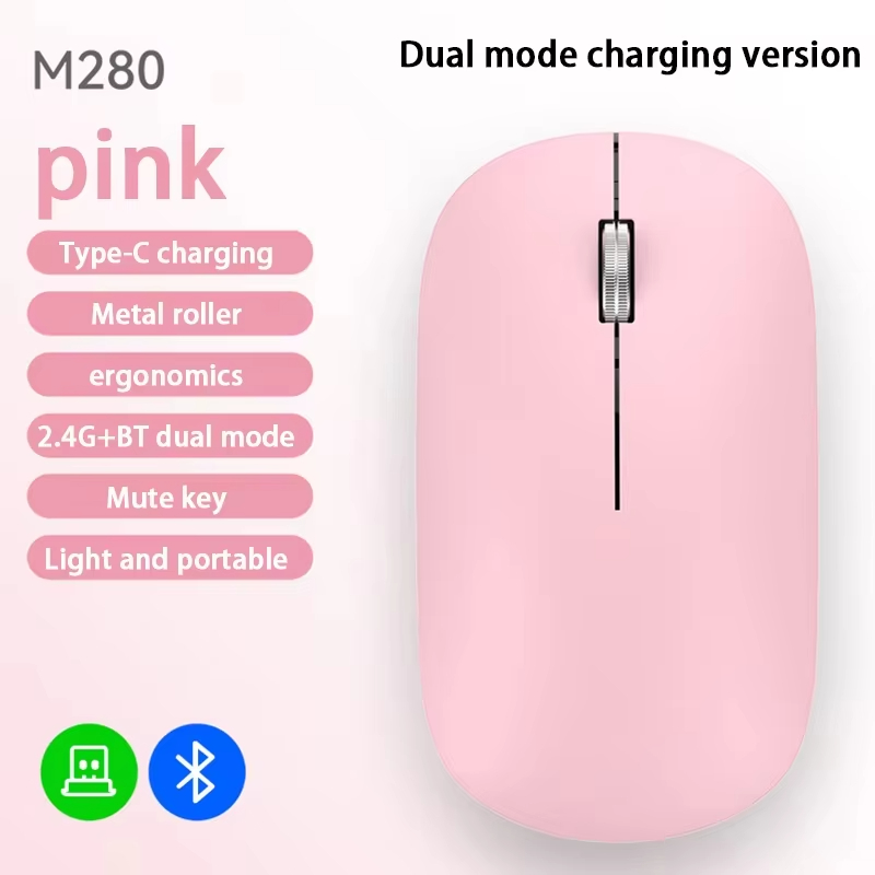 Xiaomi Bluetooth Wireless Mouse Dual Mode DPI Adjustable 2.4G Type-C Rechargeable Silent Ergonomic Morandi Portable Office Mouse: Blue