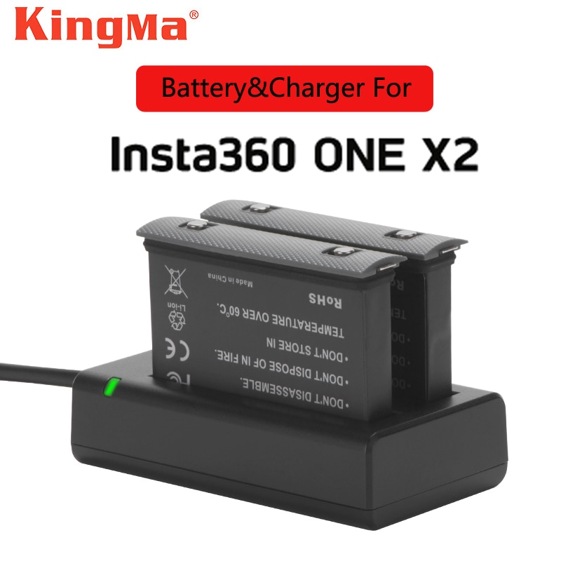 2 Stuks Originele Kingma 1630Mah Batterij &amp; Fast Charger Hub Kits Voor Insta360 Een X2 Accessoires