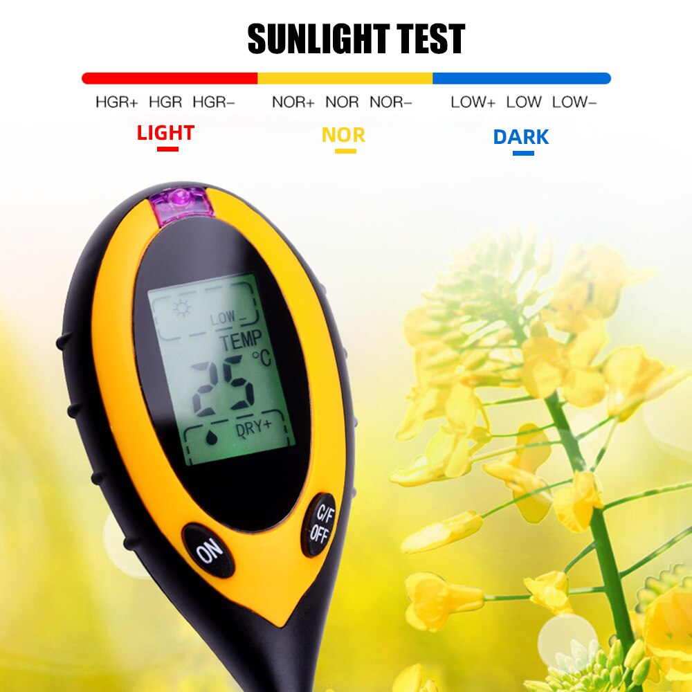 4-in-1 Soil Test Meter Electronic 4-Way Analyzer Soil Tester PH Moisture Light Humidity Temperature Meter For Plants Garden Farm