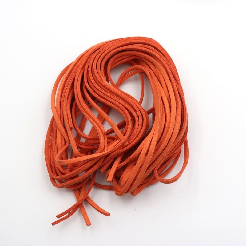 5pcs 1m 3mm Flat Faux Suede Korean Velvet Leather Cord DIY Rope Thread Jewelry Making Decorative Handicrafts Accessories: Orange Red