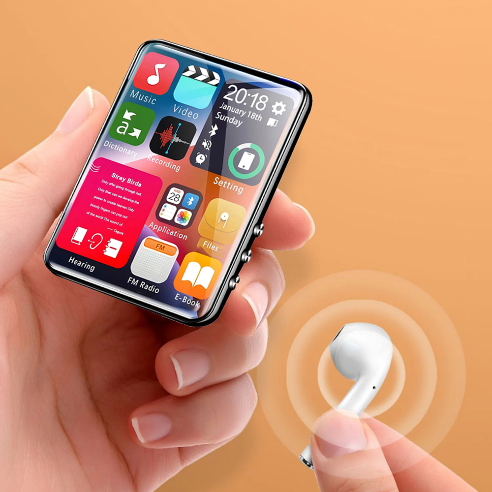 2,4-Zoll-Touch-MP3-Player mit Vollbild-Touchscreen und 4 GB Speicher, Bluetooth-MP4-Player mit integriertem Lautsprecher und E-Book-FM-Radio-Video