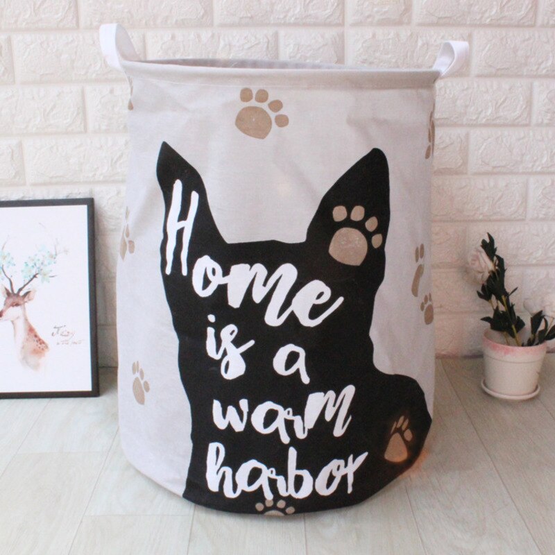 Cute Cat Dog Paw Large Folding Laundry Basket Cartoon Cat Storage Barrel Cotton Linen Dirty Clothes Hamper Toys Storage Basket