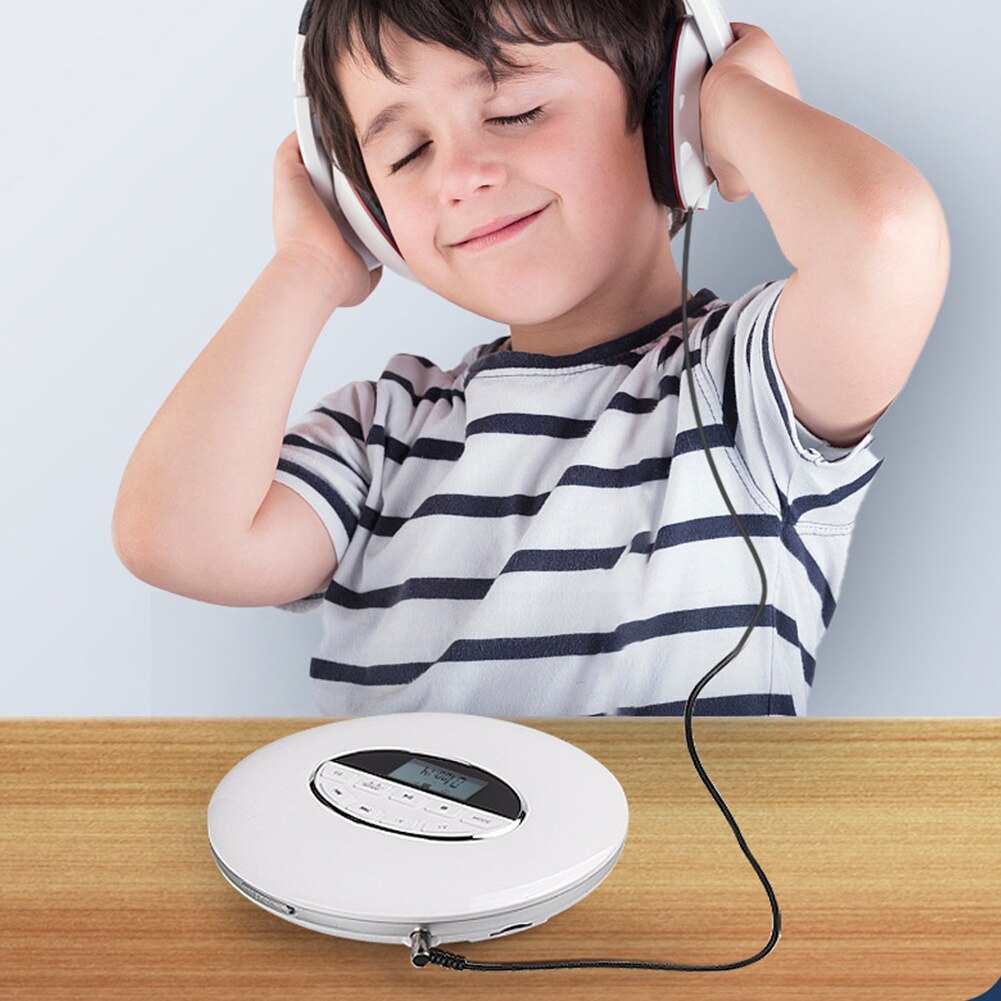 Tragbarer cd-player mit lcd-display, usb- und aux-anschluss, batteriebetrieb, 3.5mm klinkenbuchsen, klein und kompakt, unterstützt tf-karten, autoradio, anti-skip-funktion, rund