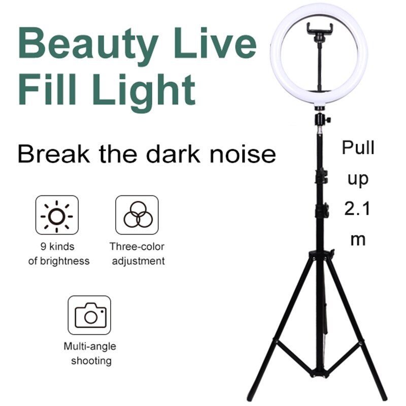 10Inch Dimbare Led Selfie Ring Licht Invullen Telefoon Camera 26Cmled Ring Lamp Met Statief Voor Make-Up video Live Voor Tik Tok