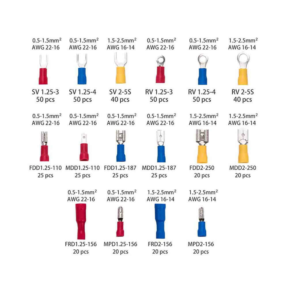 PARON Crimping Tool Wire Crimpers Wire Terminals Crimping Tool Insulated Ratcheting Crimper Kit 500PCS Spade Connectors Pliers