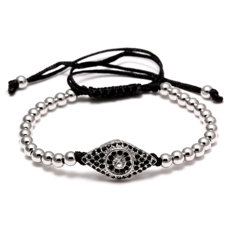 Evil Eye Charm Bracelet Stainless Steel Beads Leather Bracelet For Men Women Daily Casual Jewelry Accessory