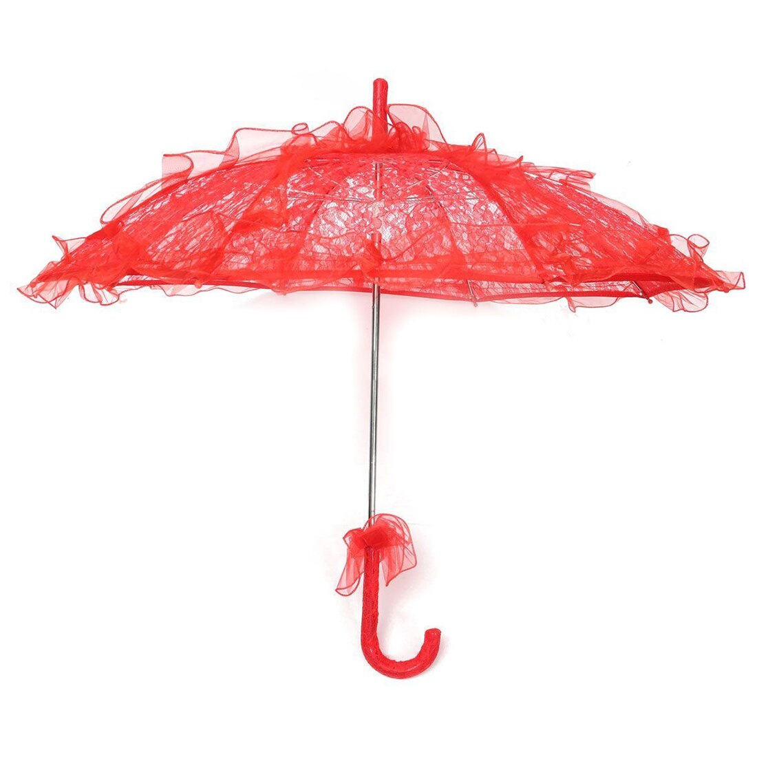 Stijlvolle Western Style Paraplu Kant Fleur Parasol Decoratie Bruiloft Bruid Paraplu: Red 56 x 58