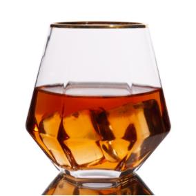 2 szt./partia 260ml sześciokątne szklanki robić Whisky, przezroczyste, luksusowe kryształbyć winnym szklanki robić picia, szklanki robić mleka, szklanki robić soku: Złoty