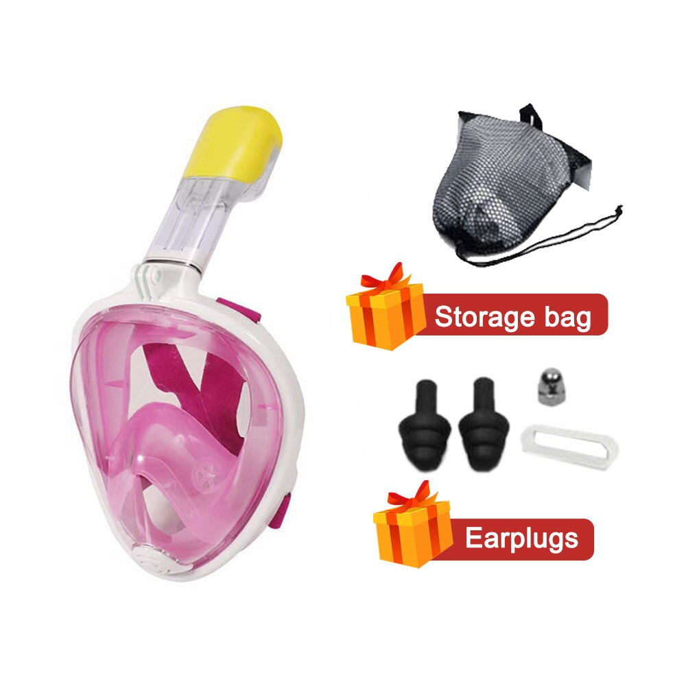 Swimming Mask Full Face Underwater Scuba Snorkeling Anti Fog Mask Diving Equipment Anti Fog Anti-Leak For Adults and Youth: Pink / L/XL